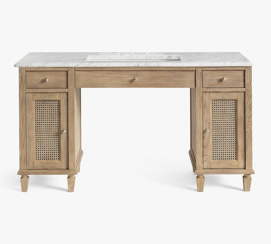 60-in Bathroom Vanity Base with Rattan 2-Door