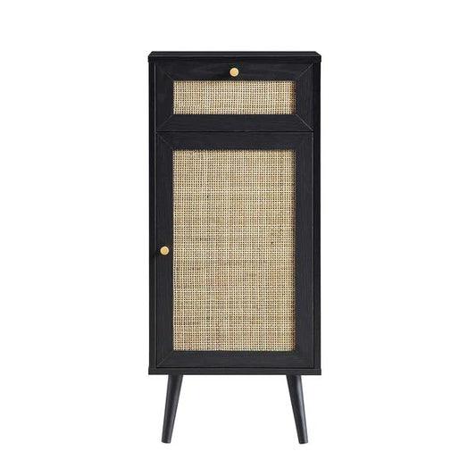 Bathroom black rattan storage cabinet