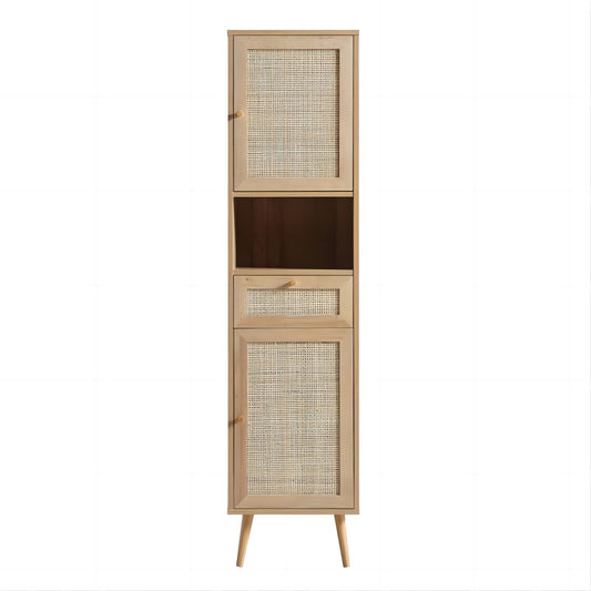 65.2-in High Bathroom rattan storage cabinet