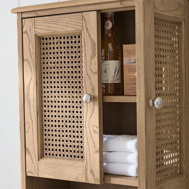 Wall storage Cabinet with rattan 2-door