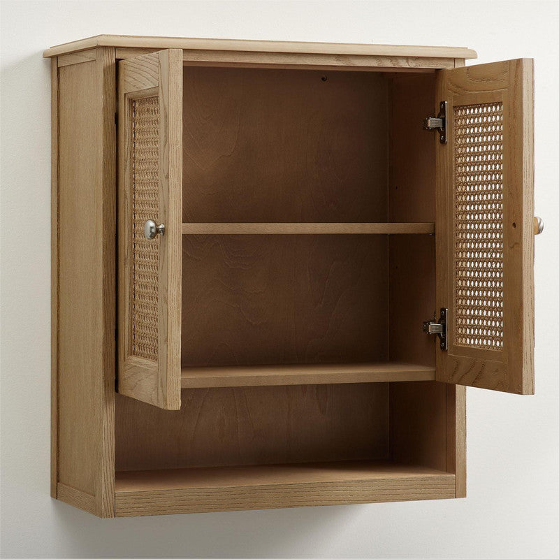 Wall storage Cabinet with rattan 2-door