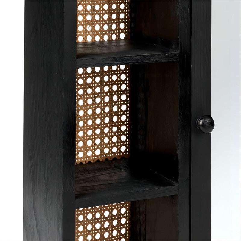 Black Cane Mirror Cabinet