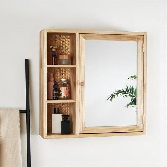 Cane Mirror Cabinet