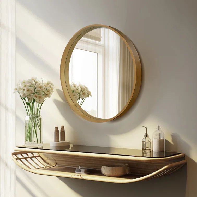 Wood Round Mirror